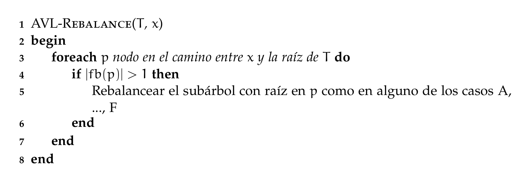 Pseudocódigo de rebalanceo